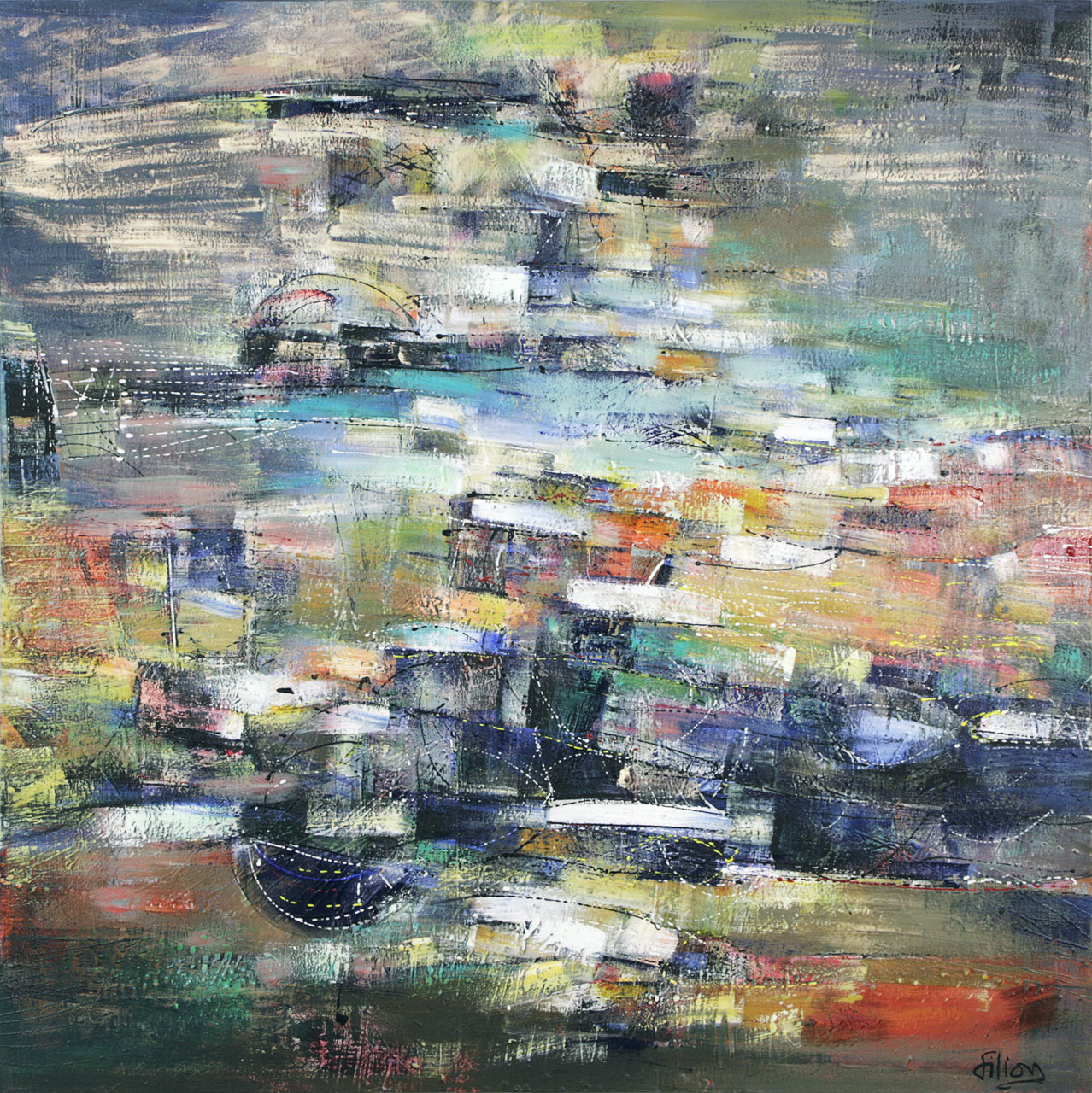 Chant de la Terre, 2013, Rémi Filion. Peinture sur toile. 101.7 x 162.7 cm. © L'Artothèque 