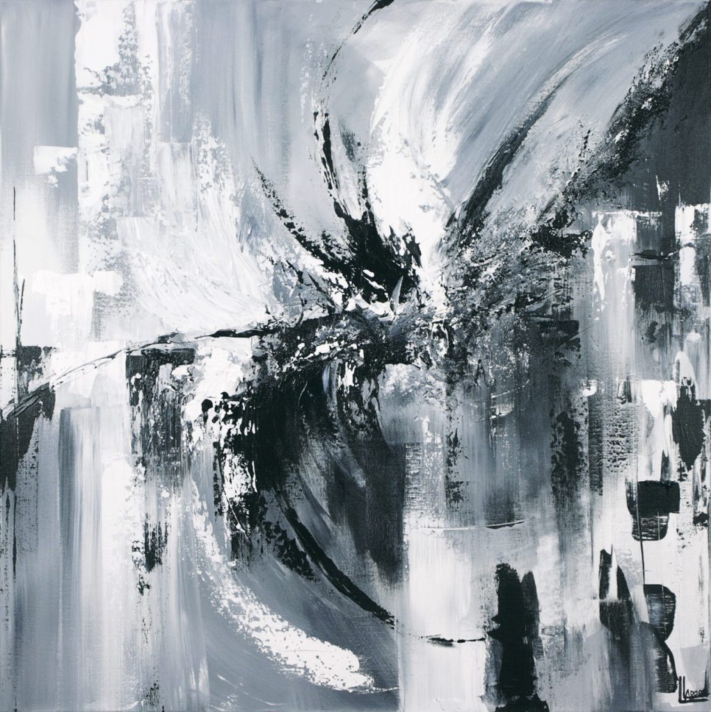 Nycta, 2014. Louise Larose. Techniques mixtes sur toile. 92 x 92 cm. © L'Artothèque