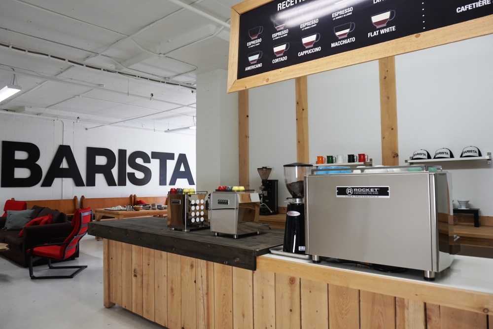 La salle où ont lieux les formations de l'Institut National du Barista